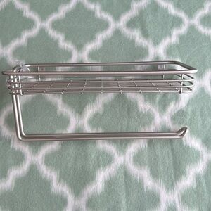 NEW brushed nickel metal wire basket with towel bar